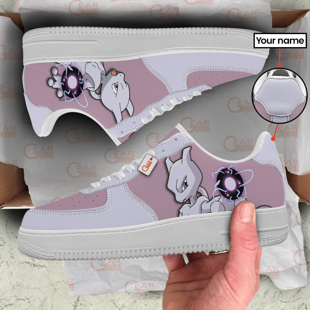 Baskets Anime Mewtwo Personalized en Cuir Chaussures Basses Unisexes Anime Manga