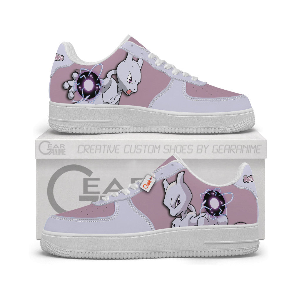 Baskets Anime Mewtwo Personalized en Cuir Chaussures Basses Unisexes Anime Manga