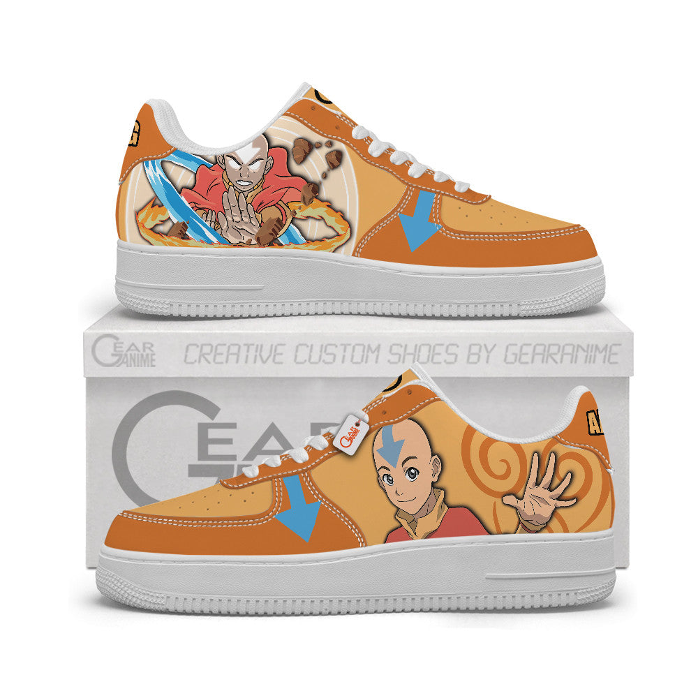 Baskets Anime Aang Personalized en Cuir Chaussures Basses Unisexes Anime Manga