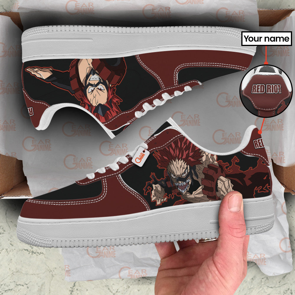 Baskets Anime Eijiro Kirishima Red Riot Personalized en Cuir Chaussures Basses Unisexes Anime Manga