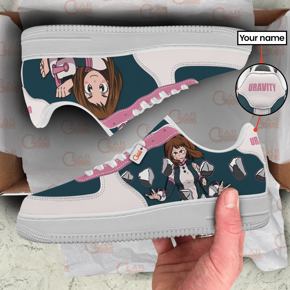 Baskets Anime Ochako Uraraka Uravity Personalized en Cuir Chaussures Basses Unisexes Anime Manga