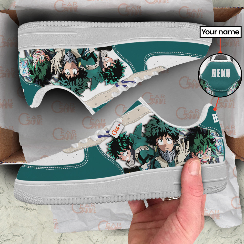 Baskets Anime Izuku Midoriya Deku Personalized en Cuir Chaussures Basses Unisexes Anime Manga