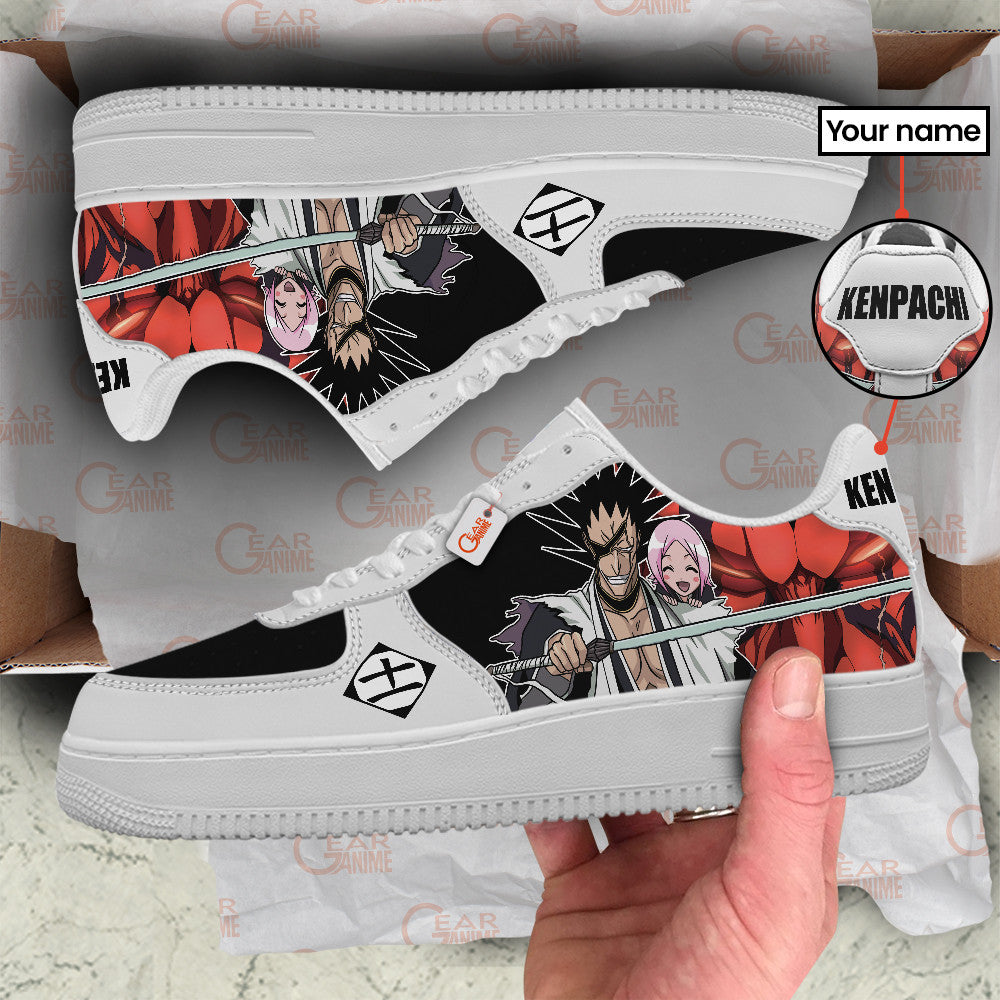 Baskets Anime Kenpachi Zaraki Personalized en Cuir Chaussures Basses Unisexes Anime Manga