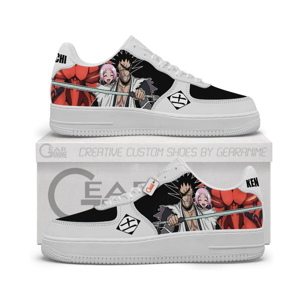 Baskets Anime Kenpachi Zaraki Personalized en Cuir Chaussures Basses Unisexes Anime Manga