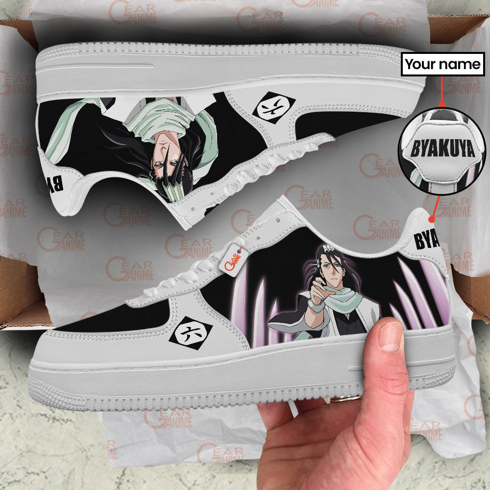 Baskets Anime Byakuya Kuchiki Personalized en Cuir Chaussures Basses Unisexes Anime Manga