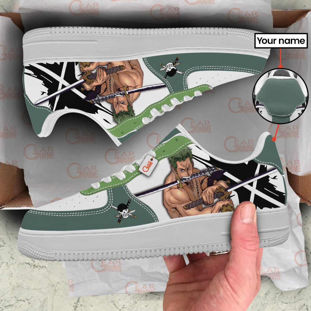 Baskets Anime Roronoa Zoro Personalized en Cuir Chaussures Basses Unisexes One Piece