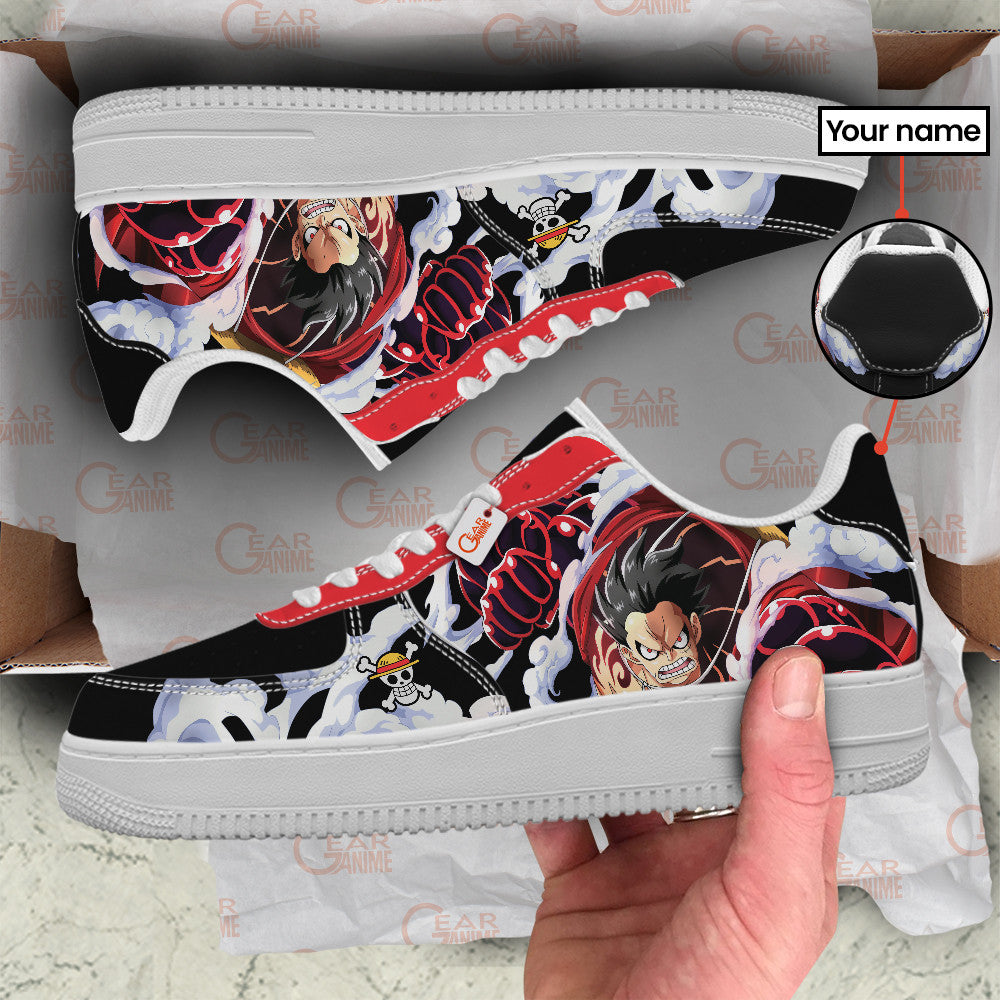 Baskets Anime Monkey D. Luffy Gear 4 Personalized en Cuir Chaussures Basses Unisexes One Piece