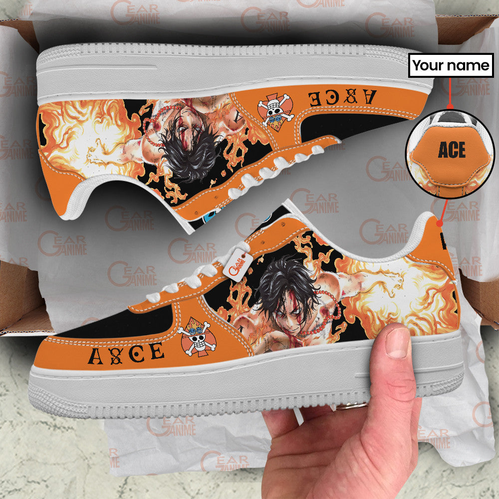 Baskets Anime Portgas D. Ace Personalized en Cuir Chaussures Basses Unisexes Anime Manga