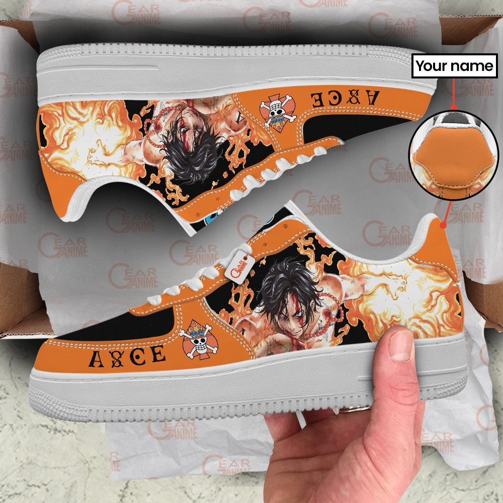 Baskets Anime Portgas D. Ace Personalized en Cuir Chaussures Basses Unisexes Anime Manga