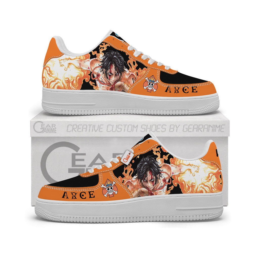 Baskets Anime Portgas D. Ace Personalized en Cuir Chaussures Basses Unisexes Anime Manga