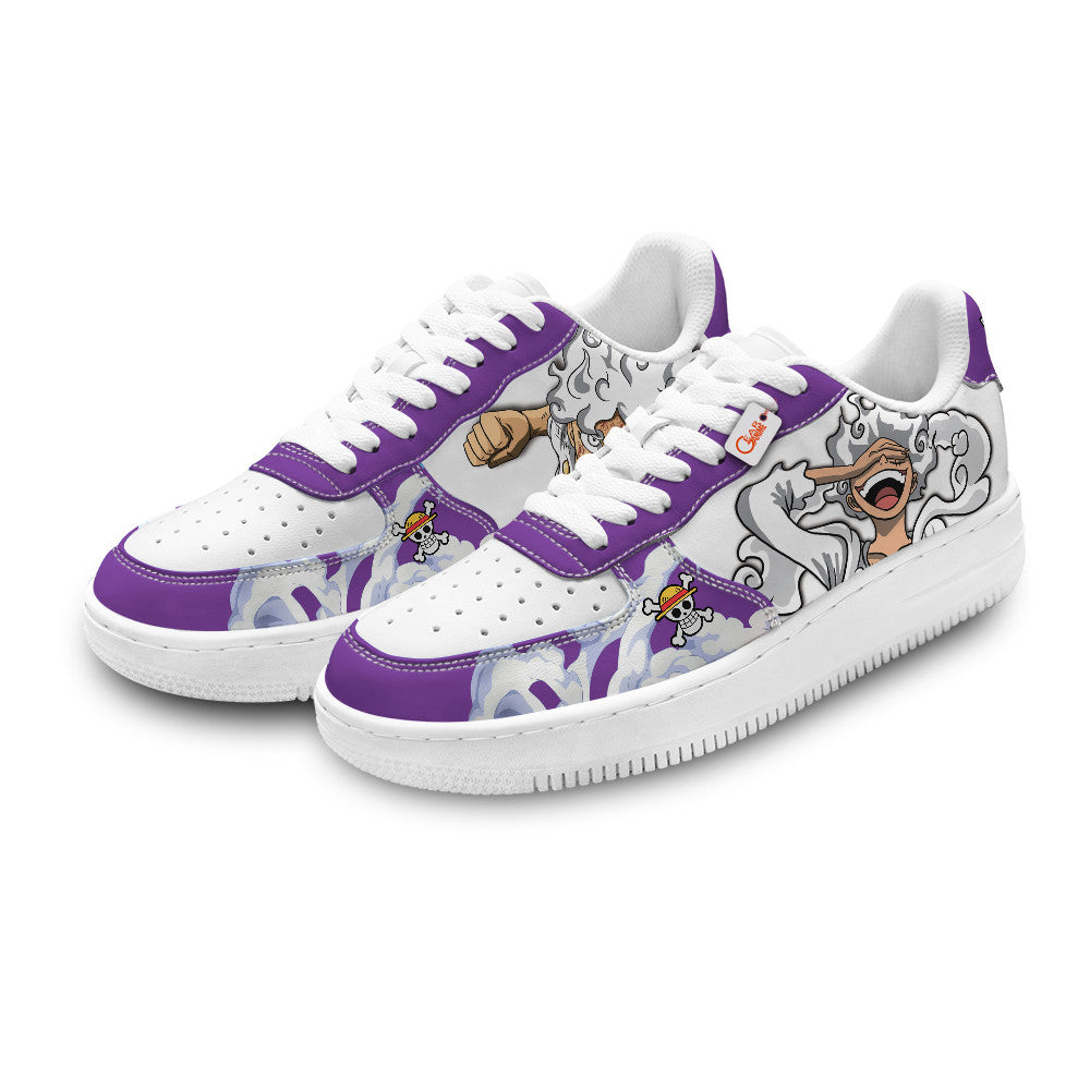 Baskets Anime Monkey D. Luffy Gear 5 Personalized en Cuir Chaussures Basses Unisexes One Piece