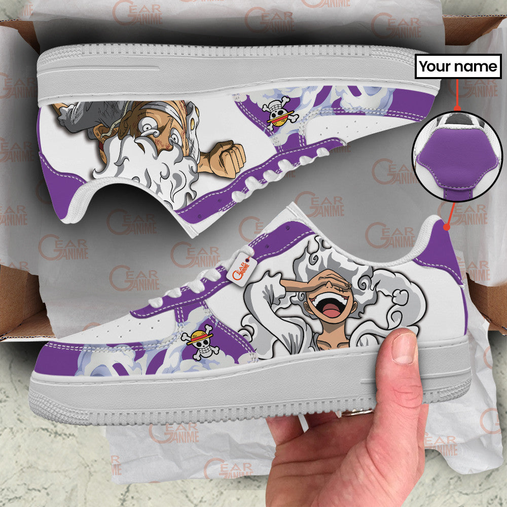 Baskets Anime Monkey D. Luffy Gear 5 Personalized en Cuir Chaussures Basses Unisexes One Piece