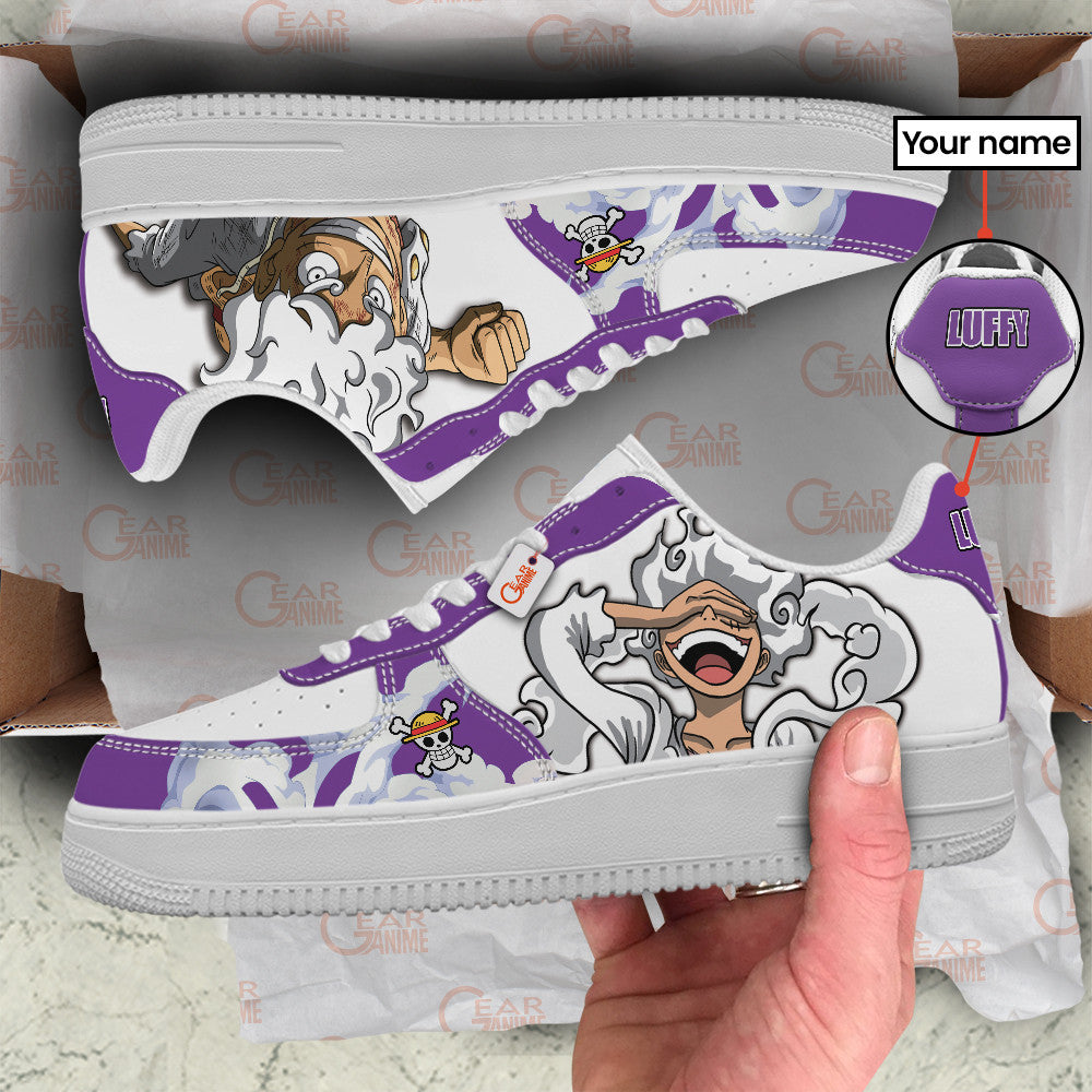 Baskets Anime Monkey D. Luffy Gear 5 Personalized en Cuir Chaussures Basses Unisexes One Piece