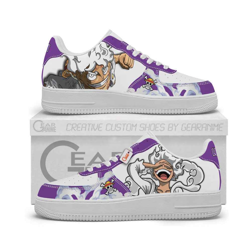 Baskets Anime Monkey D. Luffy Gear 5 Personalized en Cuir Chaussures Basses Unisexes One Piece