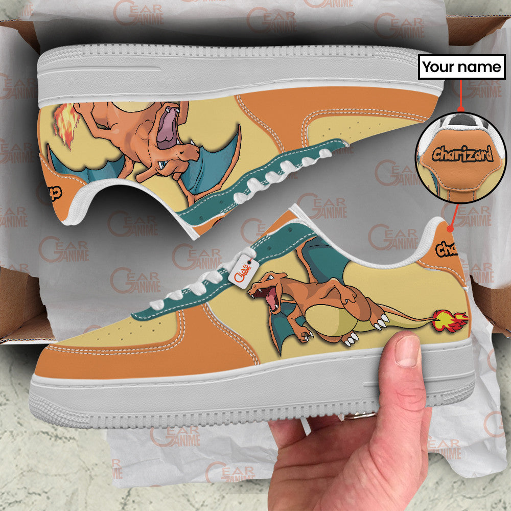 Baskets Anime Charizard Personalized en Cuir Chaussures Basses Unisexes Anime Manga