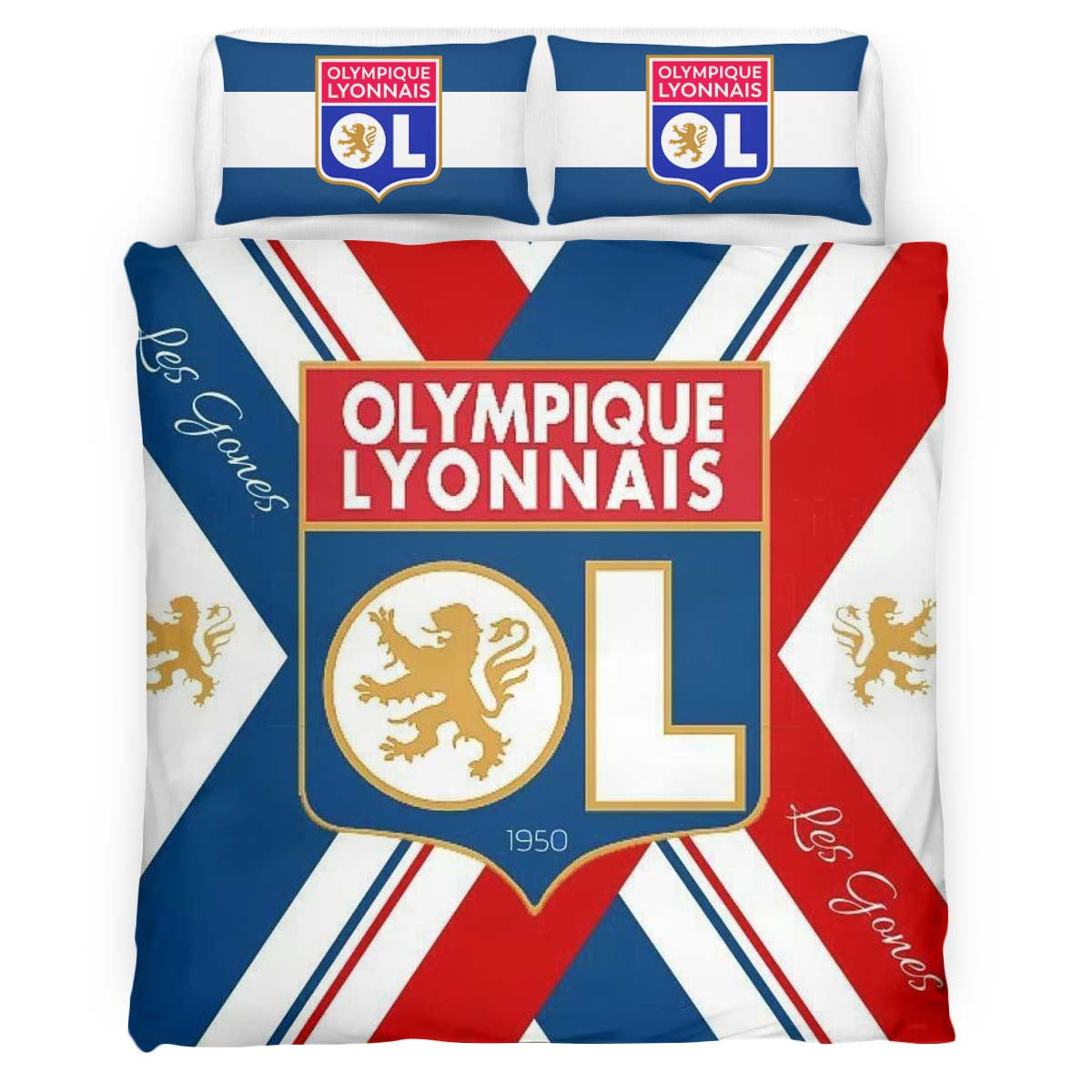 Housse De Couette OL Olympique Lyonnais French Football Teams 06 Parure de lit Ensemble De Literie