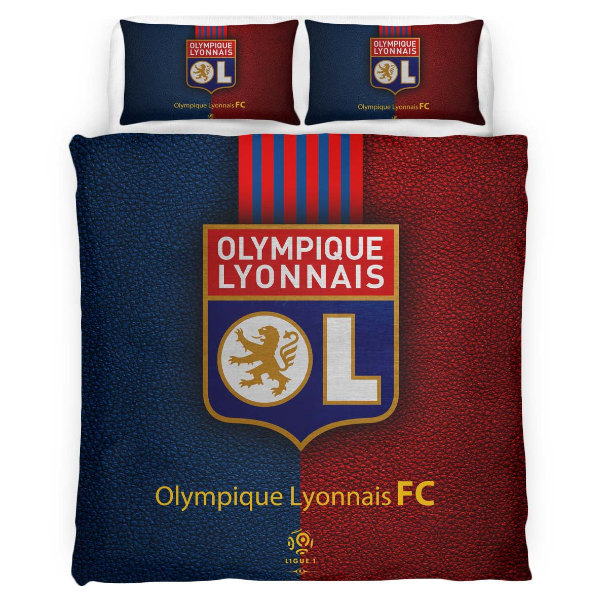 Housse De Couette OL Olympique Lyonnais French Football Teams 15 Parure de lit Ensemble De Literie