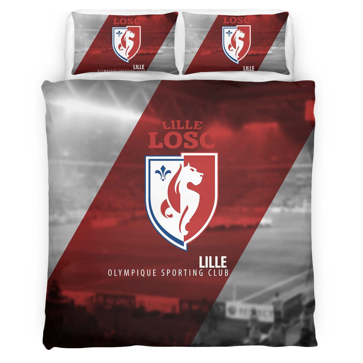 Housse De Couette LOSC Lille OSC French Football Teams 21 Parure de lit Ensemble De Literie