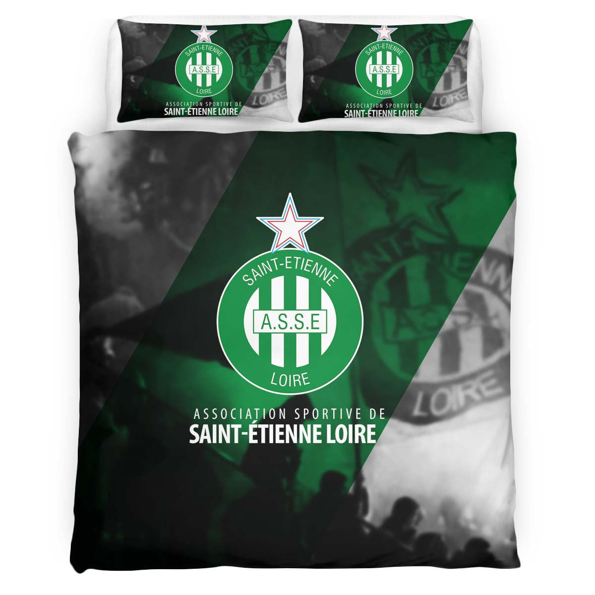 Housse De Couette AS Saint-Etienne French Football Teams 04 Parure de lit Ensemble De Literie