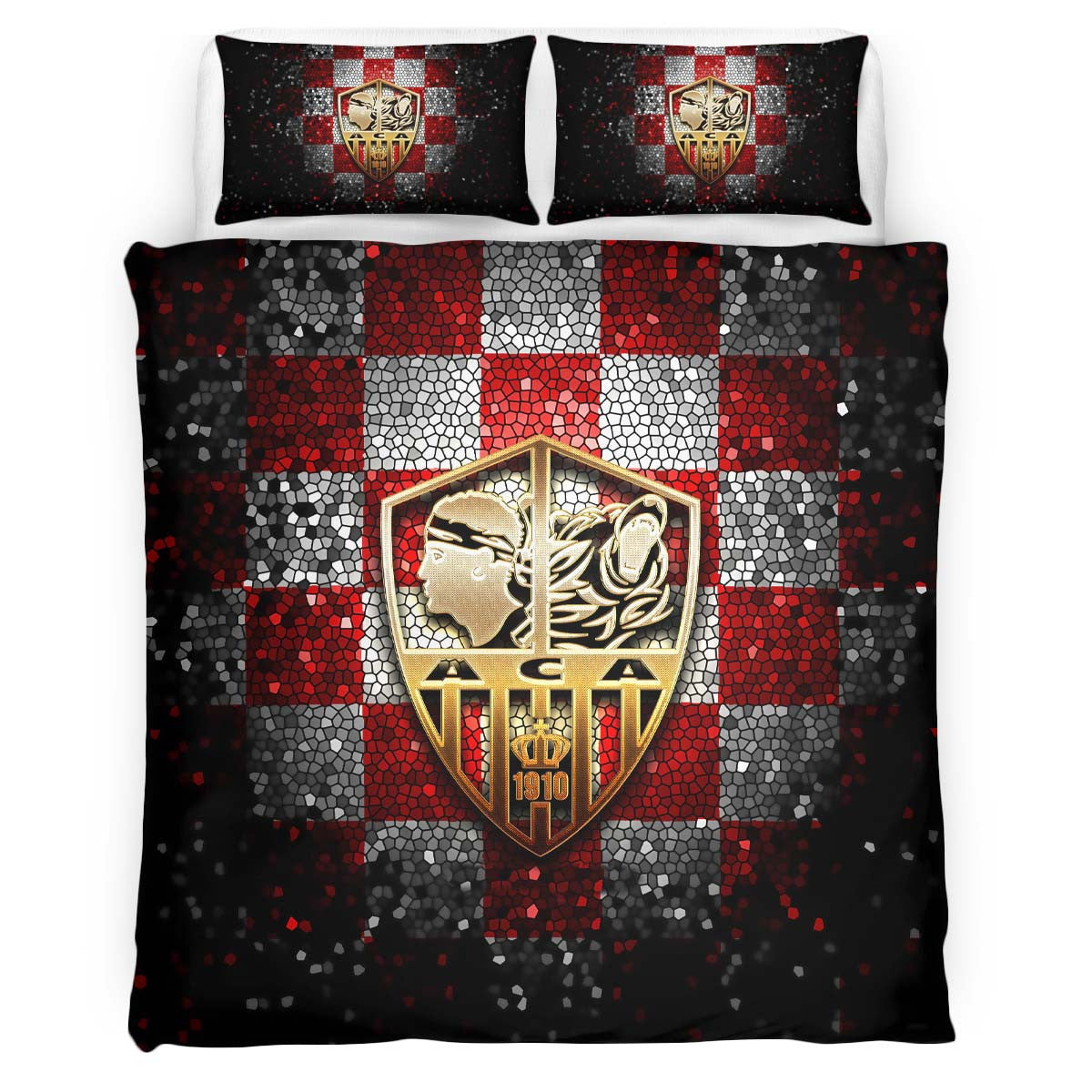 Housse De Couette AC Ajaccio French Football Teams ACA FC 05 Parure de lit Ensemble De Literie