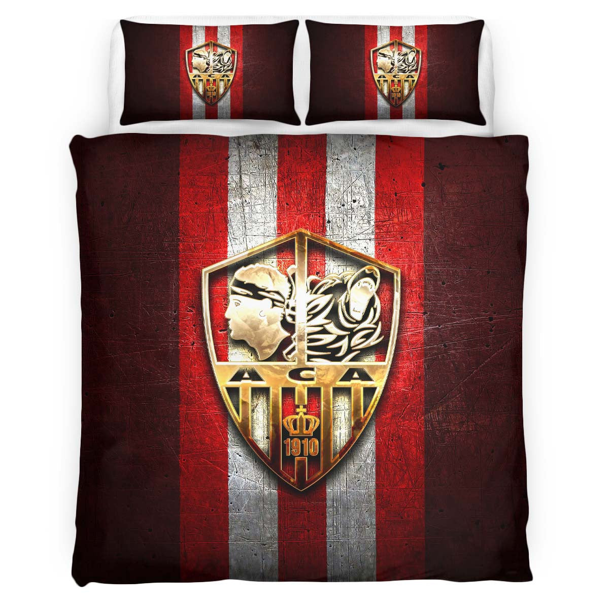 Housse De Couette AC Ajaccio French Football Teams ACA FC 03 Parure de lit Ensemble De Literie