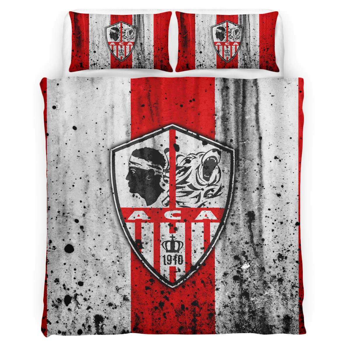 Housse De Couette AC Ajaccio French Football Teams ACA FC 01 Parure de lit Ensemble De Literie