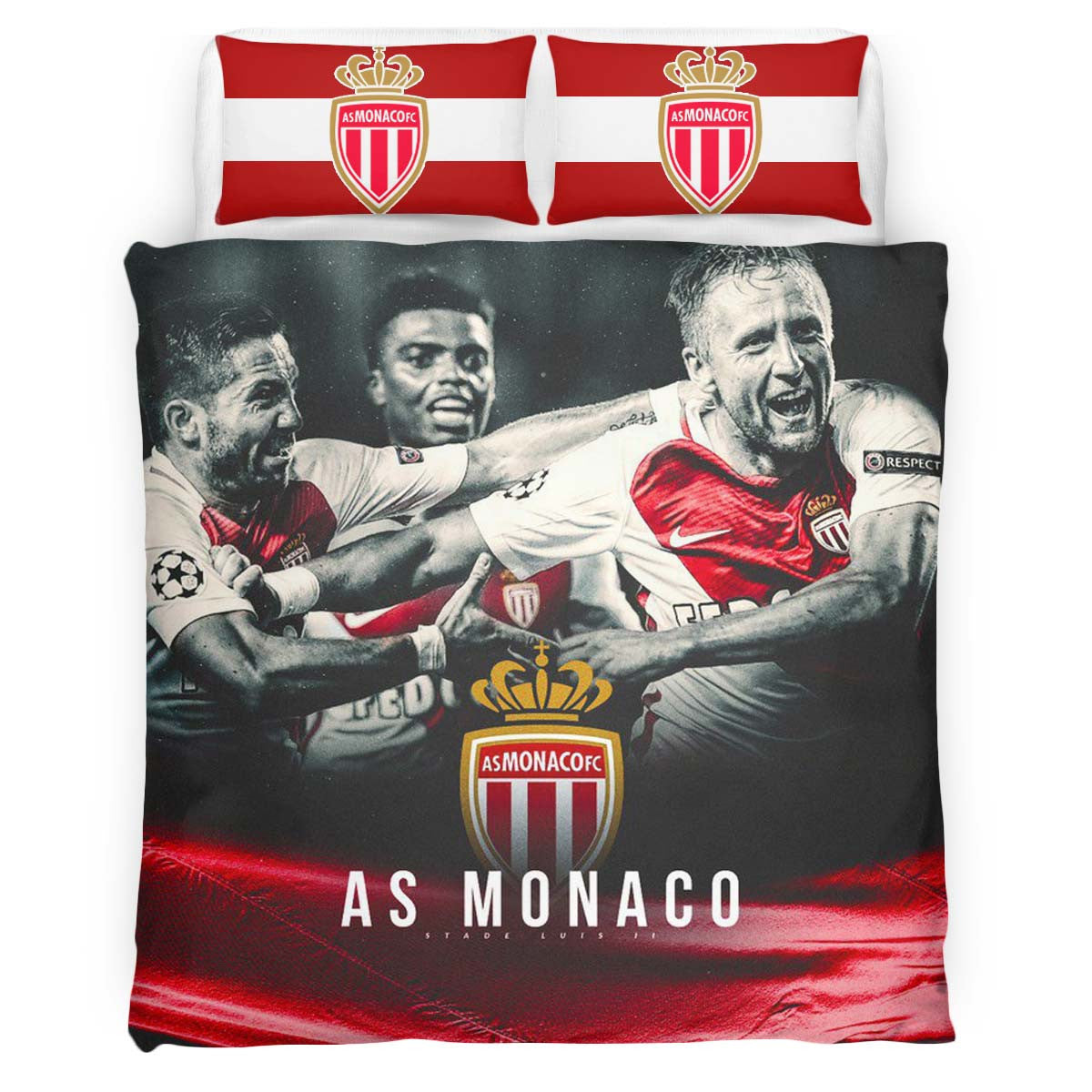 Housse De Couette AS Monaco French Football Teams 04 Parure de lit Ensemble De Literie