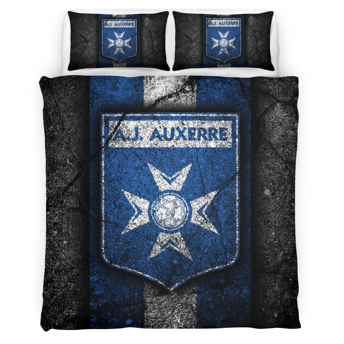 Housse De Couette AJ Auxerre French Football Teams Black Stone 08 Parure de lit Ensemble De Literie