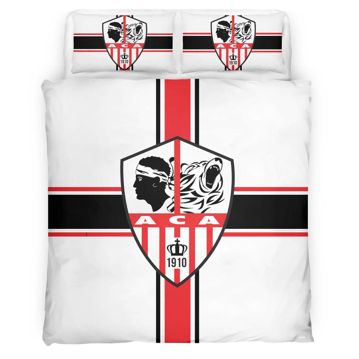 Housse De Couette AC Ajaccio French Football Teams ACA FC 11 Parure de lit Ensemble De Literie
