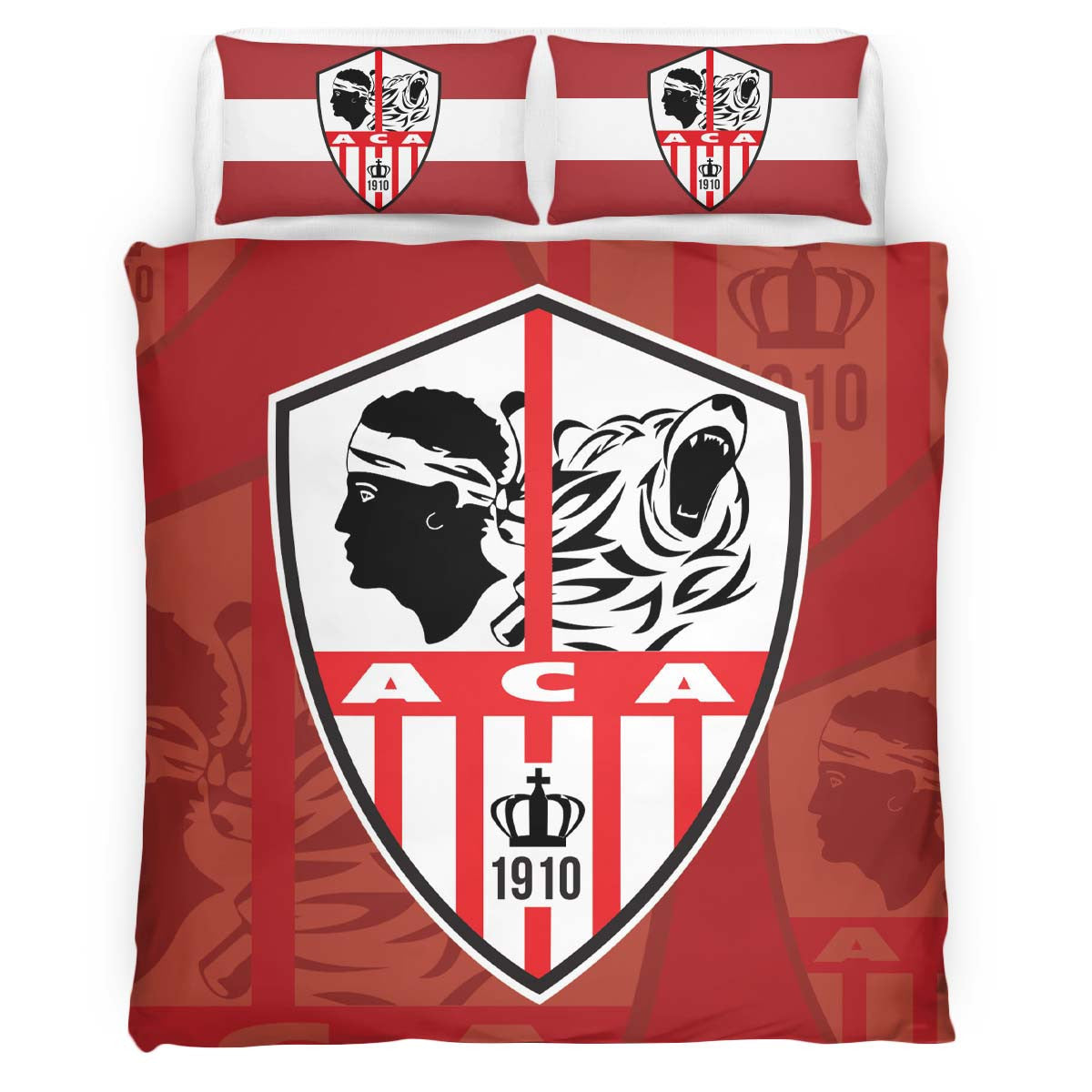 Housse De Couette AC Ajaccio French Football Teams ACA FC 12 Parure de lit Ensemble De Literie