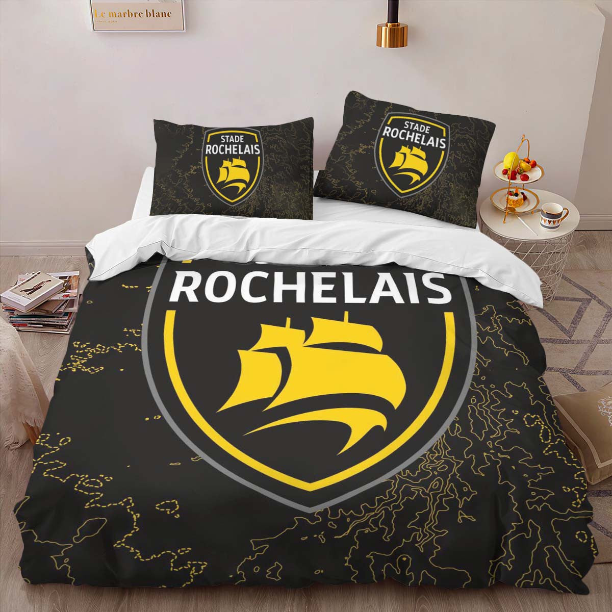 Housse De Couette Stade Rochelais Rugby Club 14 Parure de lit Ensemble De Literie
