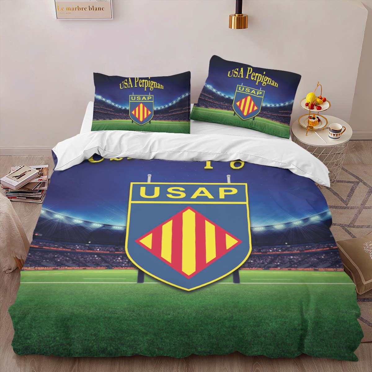Housse De Couette USA Perpignan Rugby Club 14 Parure de lit Ensemble De Literie