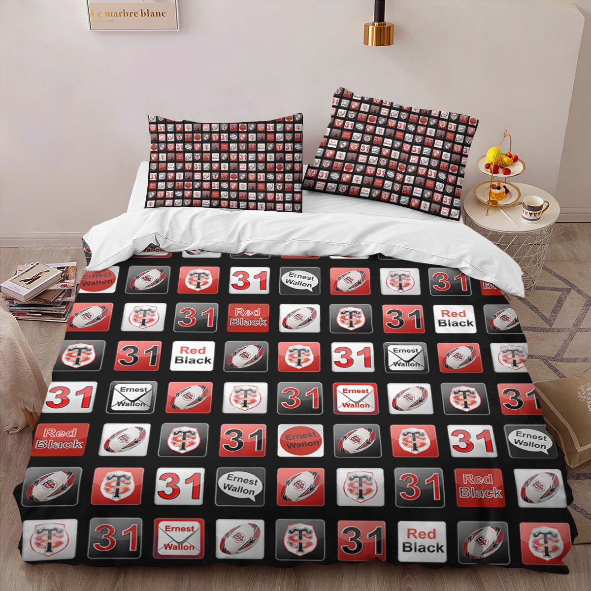 Housse De Couette Stade toulousain Rugby Club Parure de lit Ensemble De Literie