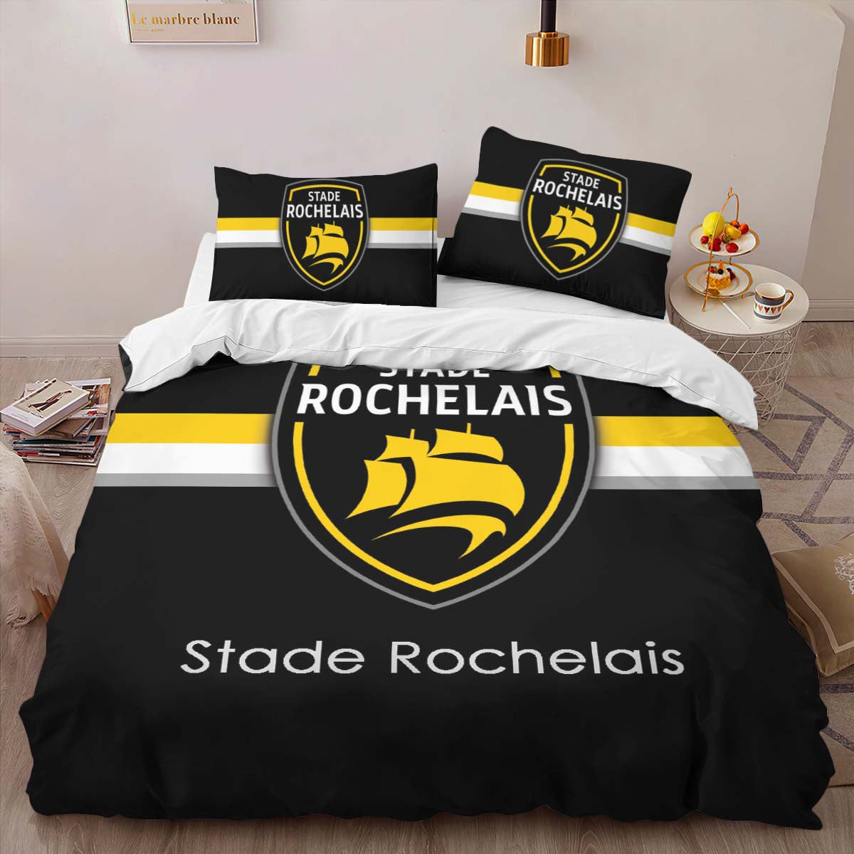 Housse De Couette Stade Rochelais Rugby Club 22 Parure de lit Ensemble De Literie