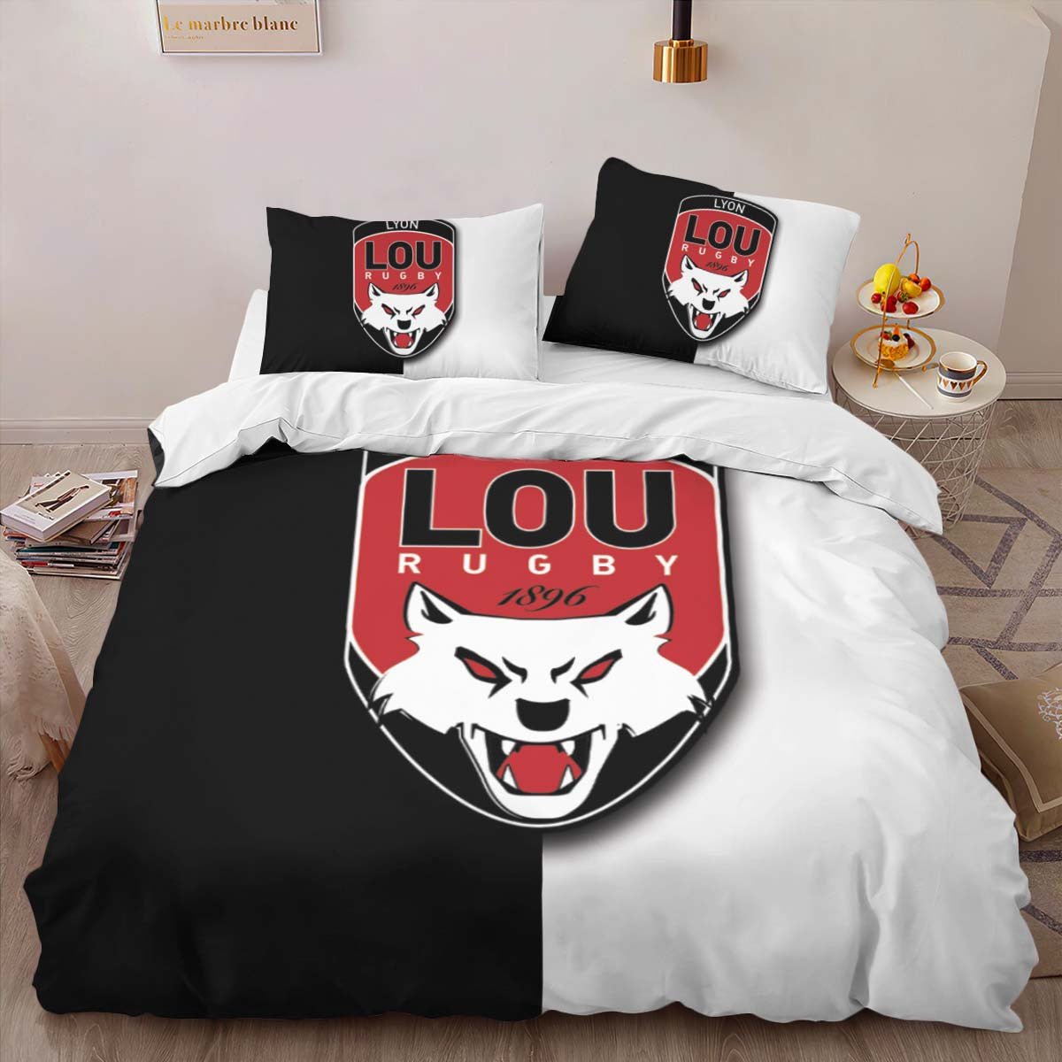 Housse De Couette Lou Lyon Olympique Universitaire Rugby Club 09 Parure de lit Ensemble De Literie
