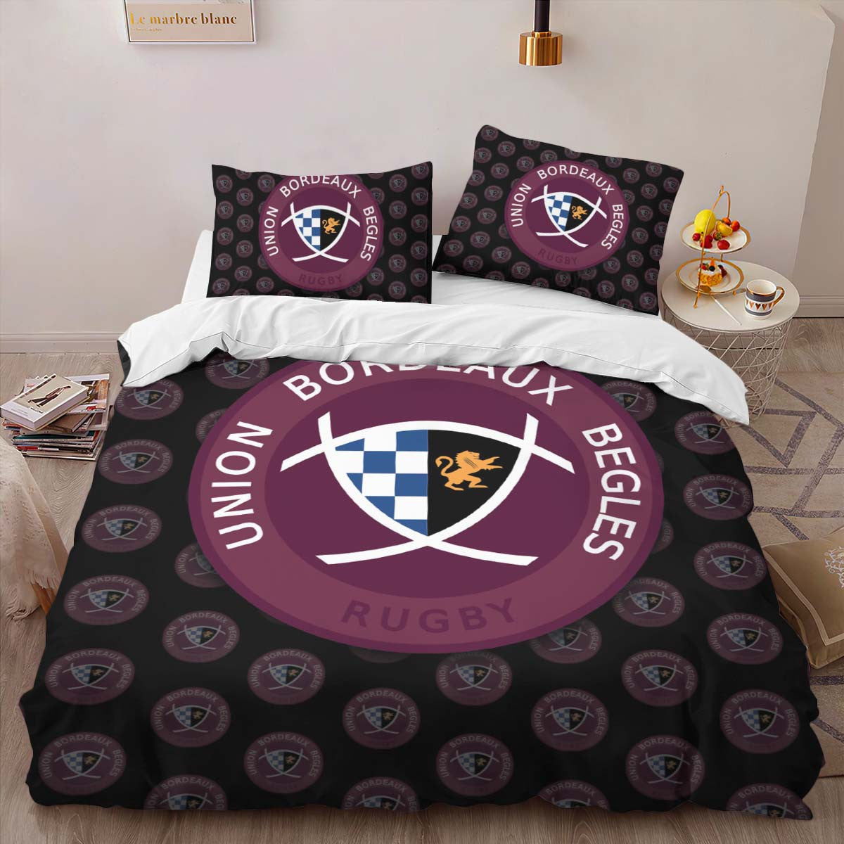 Housse De Couette Bordeaux Begles Rugby Club 07 Parure de lit Ensemble De Literie