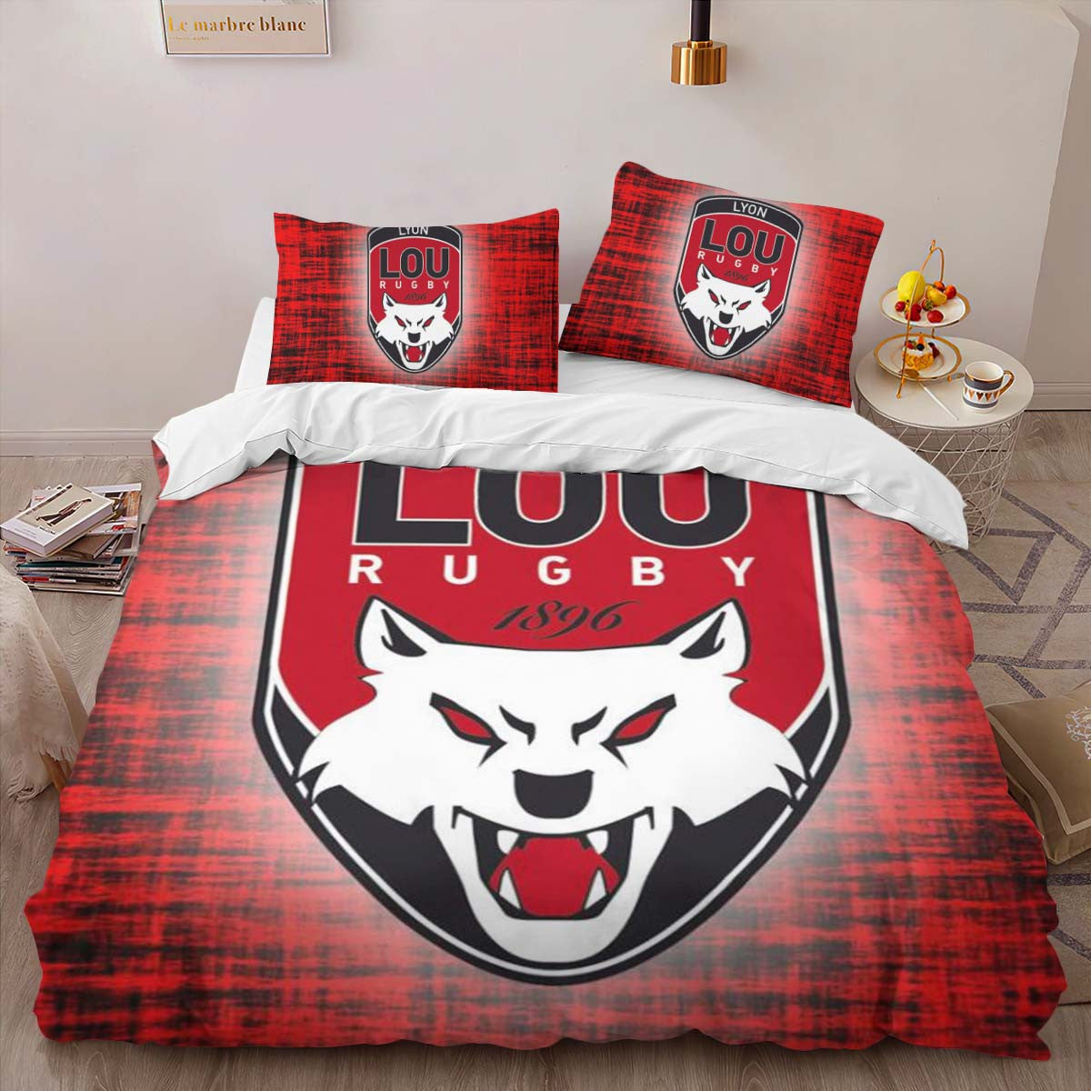 Housse De Couette Lou Lyon Olympique Universitaire Rugby Club 01 Parure de lit Ensemble De Literie