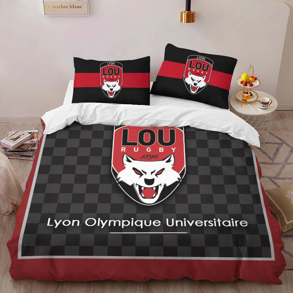 Housse De Couette Lou Lyon Olympique Universitaire Rugby Club 12 Parure de lit Ensemble De Literie