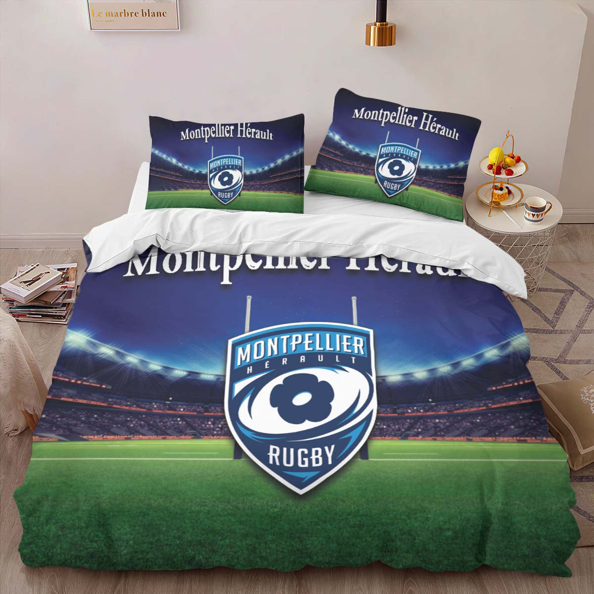 Housse De Couette MHR Montpellier HÃ©rault Rugby Club 14 Parure de lit Ensemble De Literie
