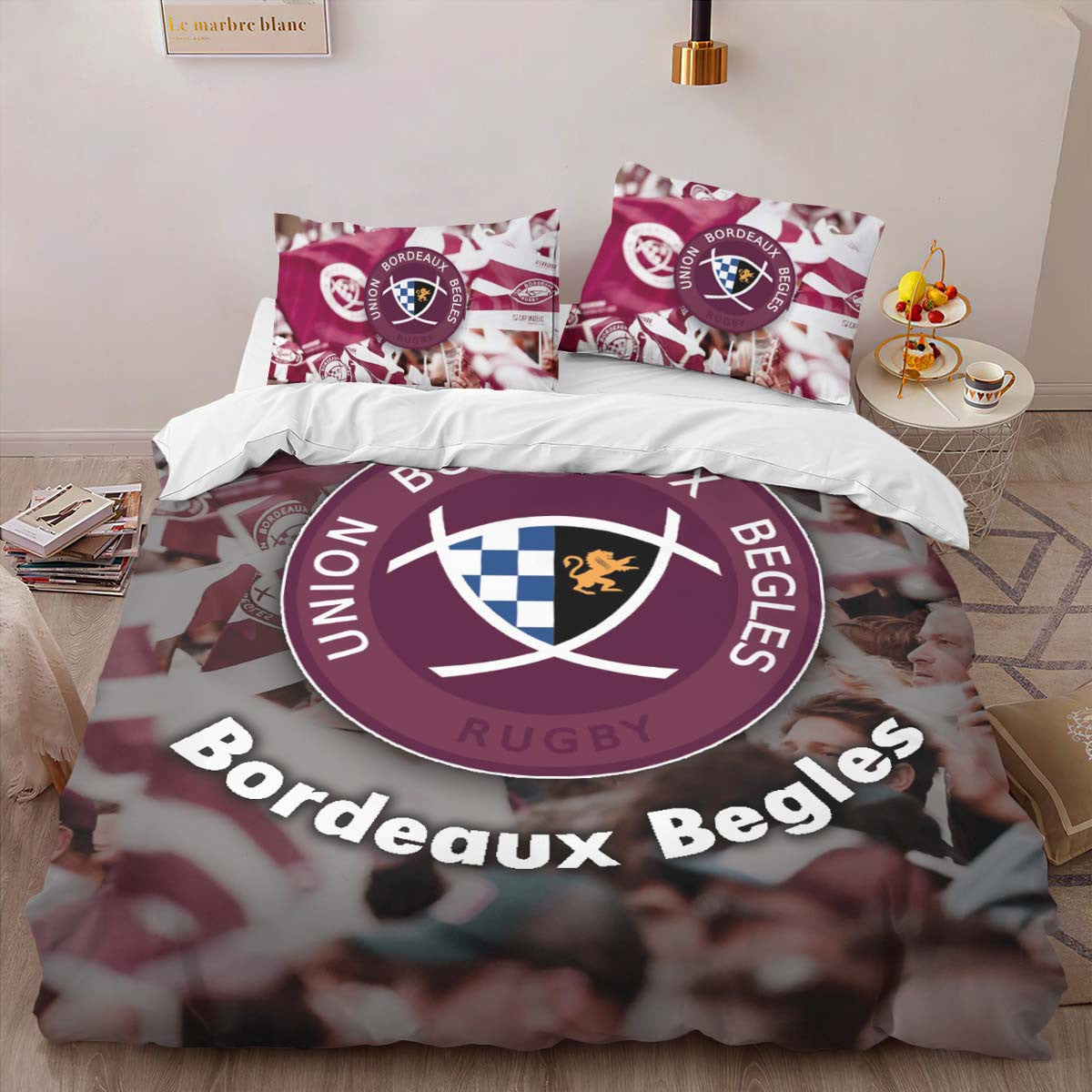 Housse De Couette Bordeaux Begles Rugby Fan 03 Parure de lit Ensemble De Literie