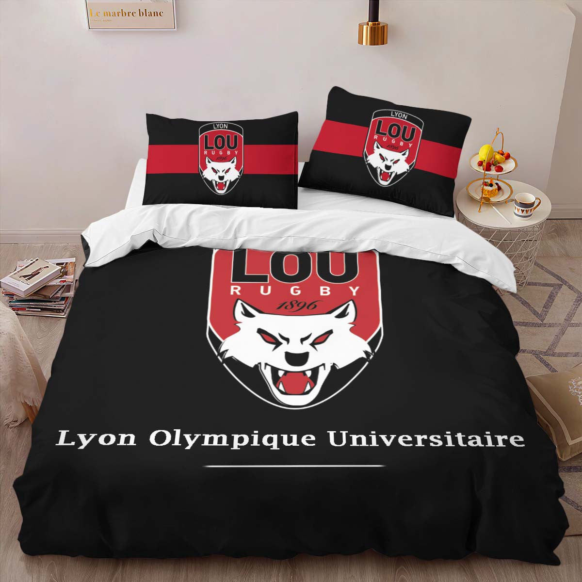 Housse De Couette Lou Lyon Olympique Universitaire Rugby Club 06 Parure de lit Ensemble De Literie