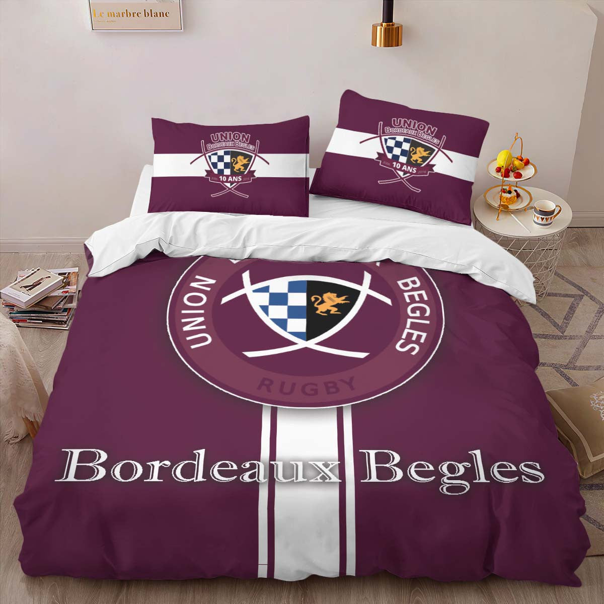 Housse De Couette Bordeaux Begles Rugby Club 04 Parure de lit Ensemble De Literie