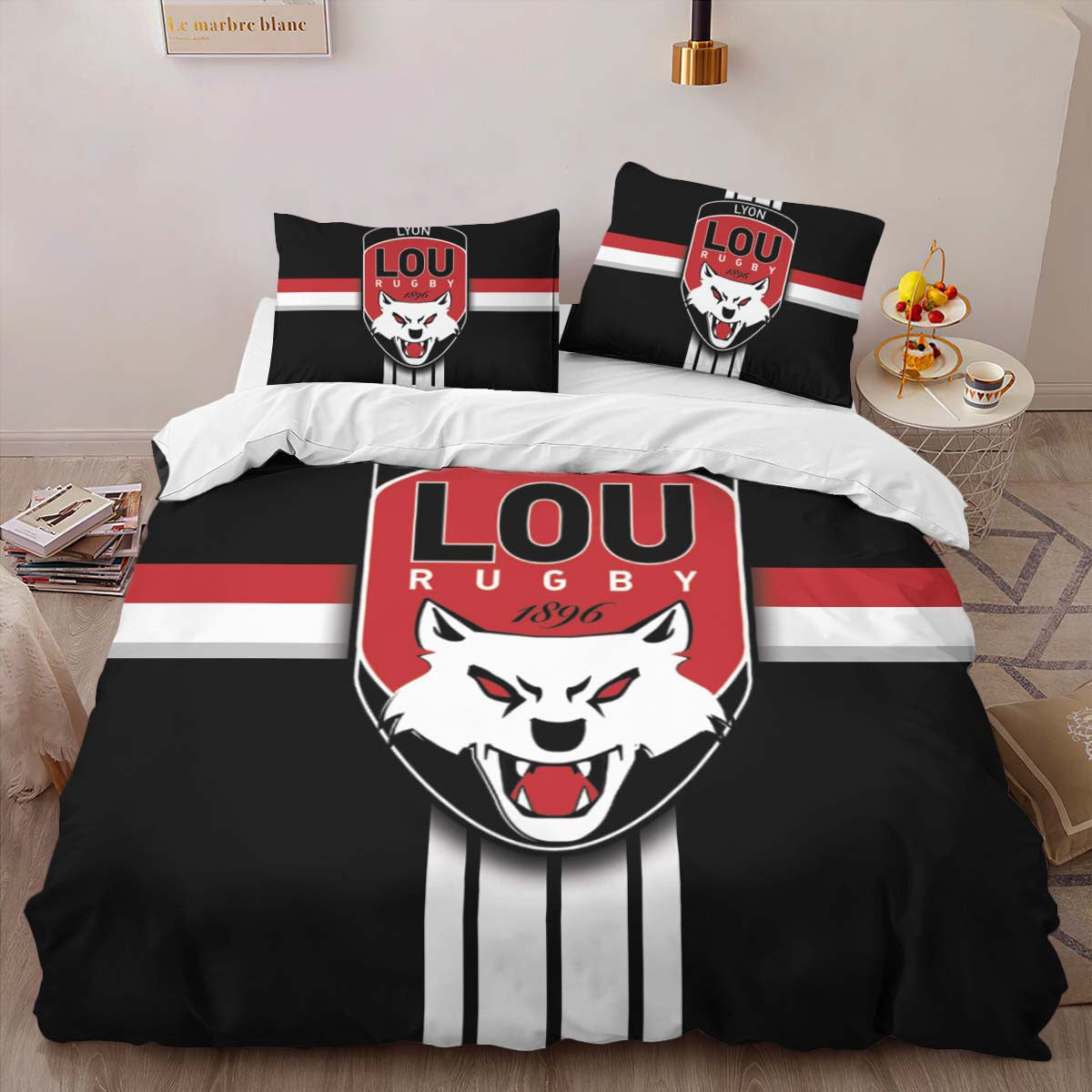Housse De Couette Lou Lyon Olympique Universitaire Rugby Club 10 Parure de lit Ensemble De Literie