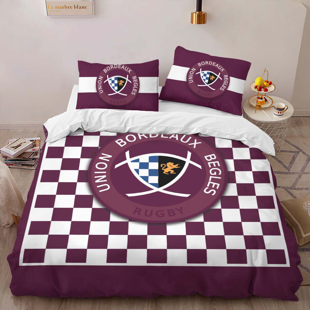 Housse De Couette Bordeaux Begles Rugby Club 08 Parure de lit Ensemble De Literie