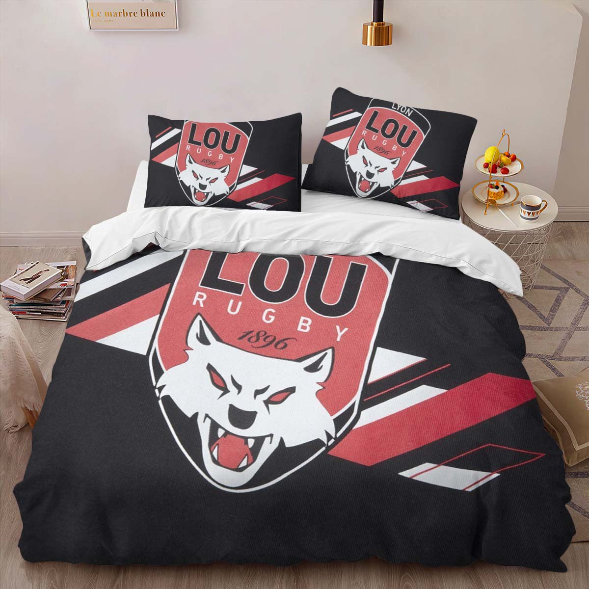 Housse De Couette Lou Lyon Olympique Universitaire Rugby Club 03 Parure de lit Ensemble De Literie