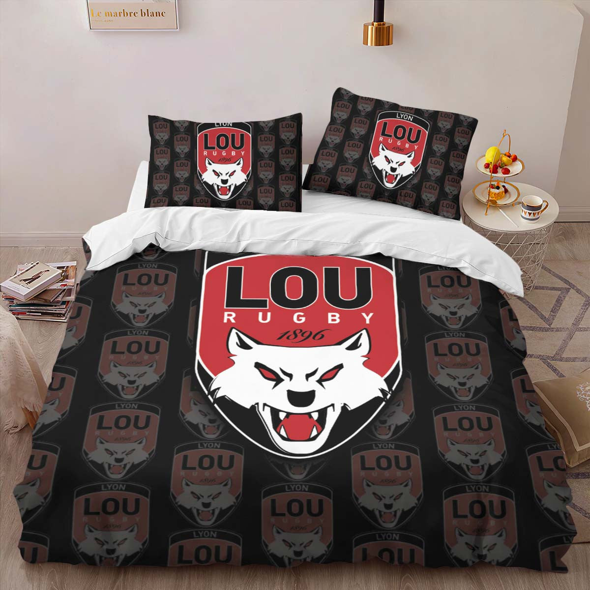 Housse De Couette Lou Lyon Olympique Universitaire Rugby Club 05 Parure de lit Ensemble De Literie