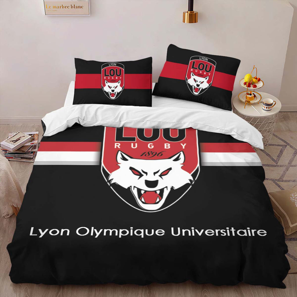 Housse De Couette Lou Lyon Olympique Universitaire Rugby Club 11 Parure de lit Ensemble De Literie