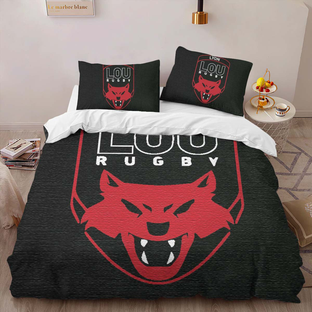 Housse De Couette Lou Lyon Olympique Universitaire Rugby Club 04 Parure de lit Ensemble De Literie