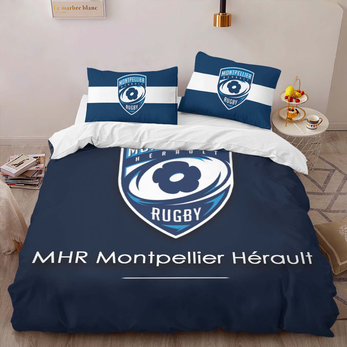 Housse De Couette MHR Montpellier HÃ©rault Rugby Club 13 Parure de lit Ensemble De Literie