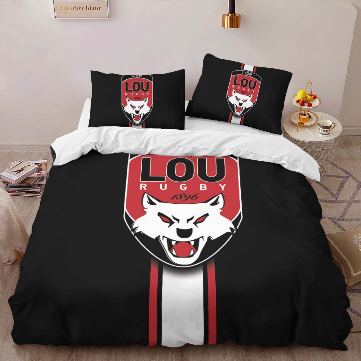 Housse De Couette Lou Lyon Olympique Universitaire Rugby Club 07 Parure de lit Ensemble De Literie
